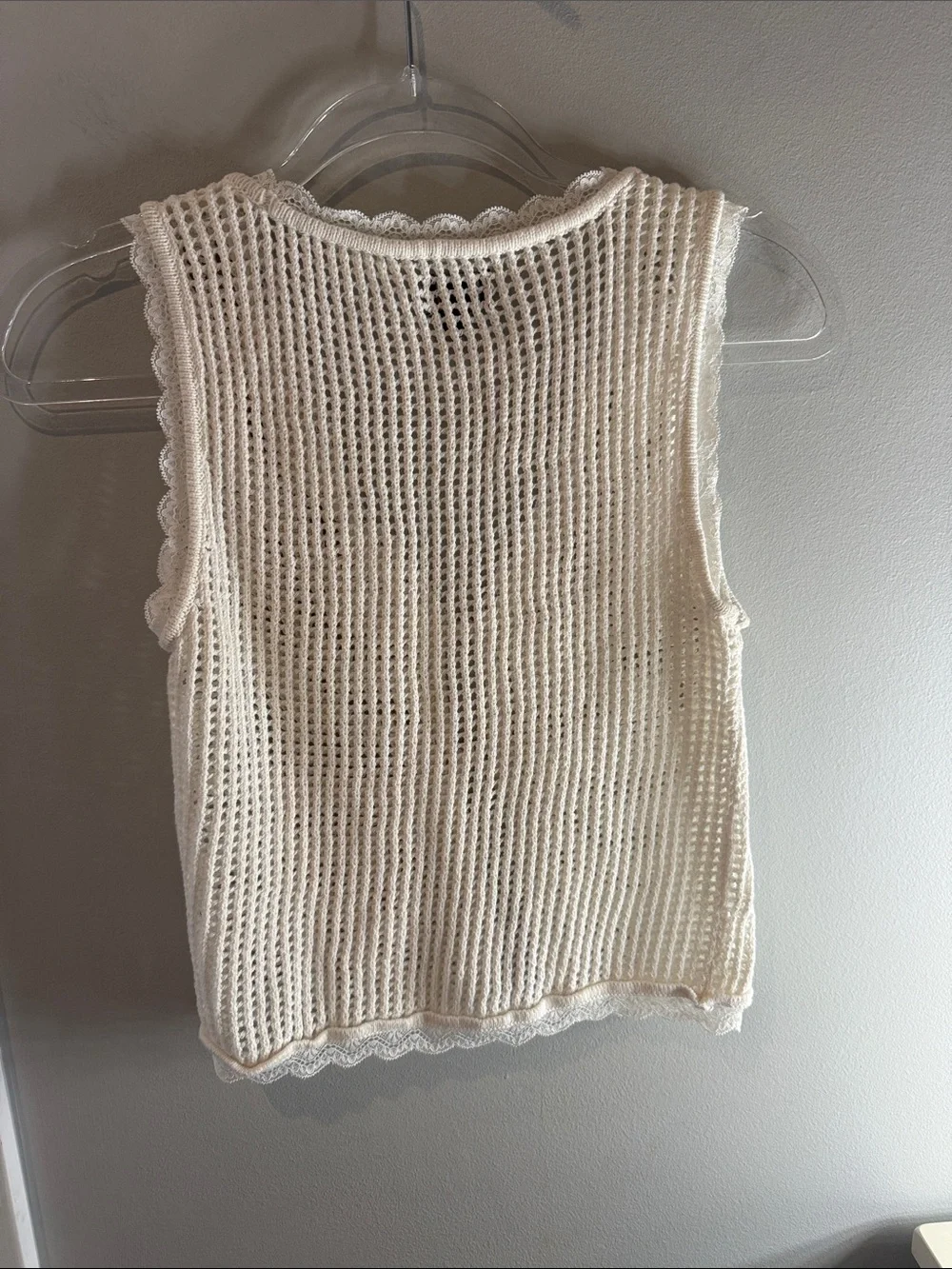 PacSun Cream Open-Knit Tie-Front Tank - Picture 4 of 4